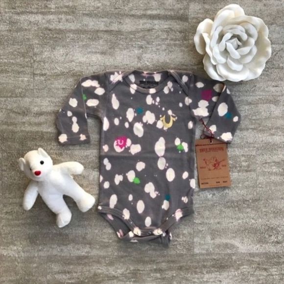 New True Religion Bundle of 2 Long Sleeve Baby Girl Onesies 12-18 Months - Picture 5 of 16